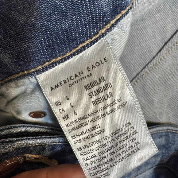 American Eagle Jeans Womens 4 Blue Super High Rise Baggy Wide Leg Cargo Stretch - Picture 14 of 14